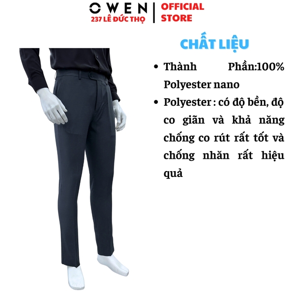 Quần tây Nam Owen QS257079 màu xám đậm dáng ôm Slimfit chất liệu polyester Nano