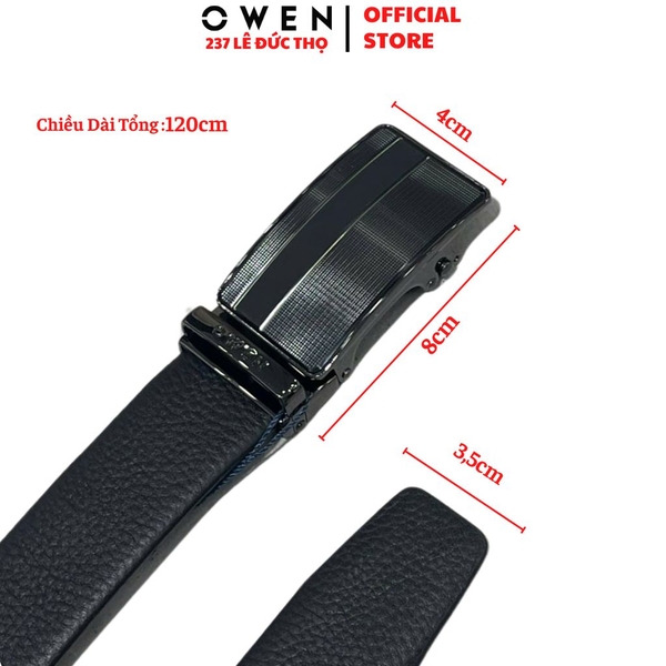 Thắt Lưng Nam Owen BELT233281 dây da màu đen Mặt Khóa Trượt Tự Động màu đen Chất Liệu Da Bò Thật