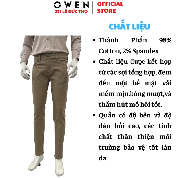Quần Jean Nam Owen Quần Bò Nam QJS258030 màu nâu dáng slim fit chất liệu demin cotton
