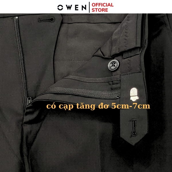 Quần Tây Nam Owen QV242715 màu đen dáng slimfit cạp tăng đơ chất liệu Spandex