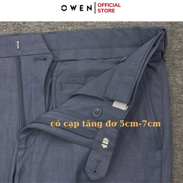 Quần Tây Nam Owen QV242717 màu xanh nhạt dáng ôm slim fit 2 cạp chất liệu TR Spandex