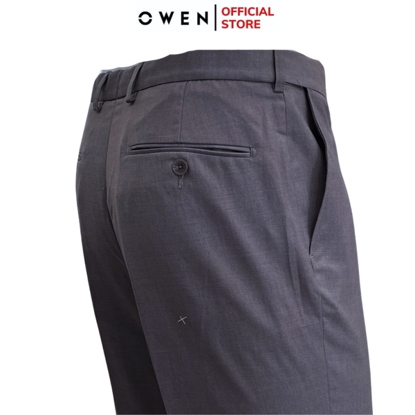 Quần Tây Nam Owen QRT242807 màu xám dáng suông regular fit cạp tăng đơ chất liệu TR spandex