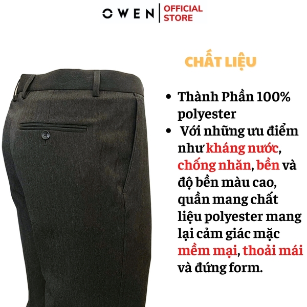 Quần Tây Nam Owen QS242828 màu xanh tím than dáng slimfit, 1 cạp chất liệu Lanatex