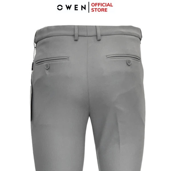 Quần Tây Nam Owen QST242826 màu xám nhạt dáng ôm slim fit cạp tăng đơ chất liệu nano