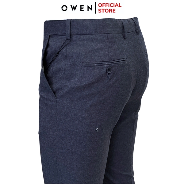 Quần Tây Nam Owen QRT242806 màu xanh xám dáng suông regular fit cạp tăng đơ chất liệu TR spandex