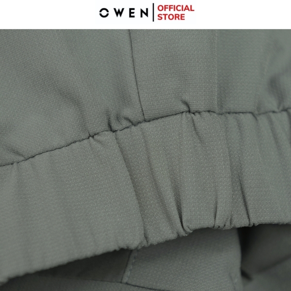 Bộ mặc nhà OWEN BMN241334 màu xanh xám dáng reguler, áo cổ 3 phân, khóa kéo, tay và gấu bo chun, quần cạp chun ống suông chất liệu CVC spandex