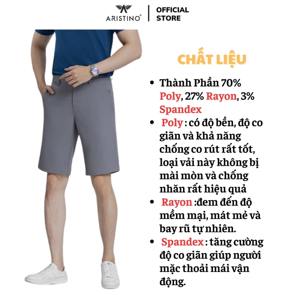 Quần Short Nam Aristino ASO039AS2 Màu Xám 3