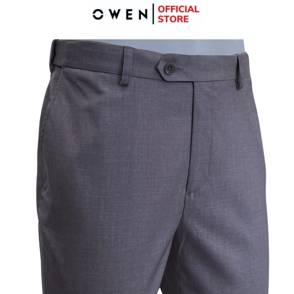 Quần Tây Nam Owen QRT242807 màu xám dáng suông regular fit cạp tăng đơ chất liệu TR spandex