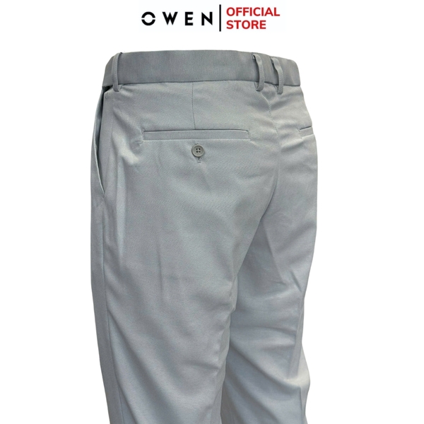 Quần Tây Nam Owen QTJ242819 màu xám nhạt dáng suông rộng J-form cạp tăng đơ chất liệu nano poly