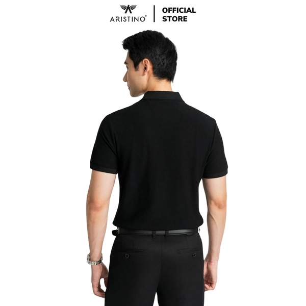 Áo Thun Polo Nam Cổ Bẻ Aristino APS050AZ Màu Đen 1 kẻ Jacquard