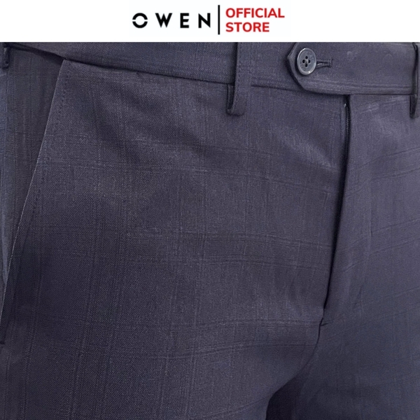 Quần Tây Nam Owen QS232454 Màu xanh navy trơn dáng ôm slim fit 1 cạp Chất liệu Nano