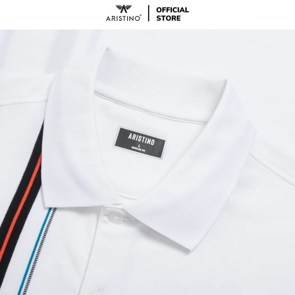 Áo Thun Polo Nam Cổ Bẻ Aristino APS048AZ Màu Trắng 6 kẻ Jacquard