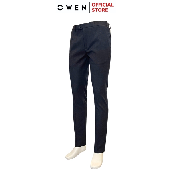 Quần Tây Nam Owen QS242828 màu xanh tím than dáng slimfit, 1 cạp chất liệu Lanatex