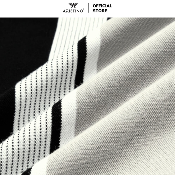 Áo Thun Polo Nam Cổ Bẻ Aristino APS050AZ Màu Đen 1 kẻ Jacquard