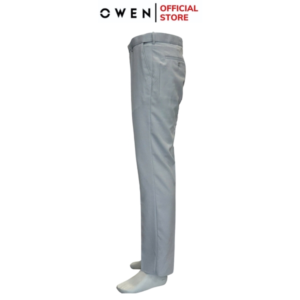 Quần Tây Nam Owen QTJ242819 màu xám nhạt dáng suông rộng J-form cạp tăng đơ chất liệu nano poly