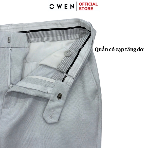Quần Tây Nam Owen QTJ242819 màu xám nhạt dáng suông rộng J-form cạp tăng đơ chất liệu nano poly