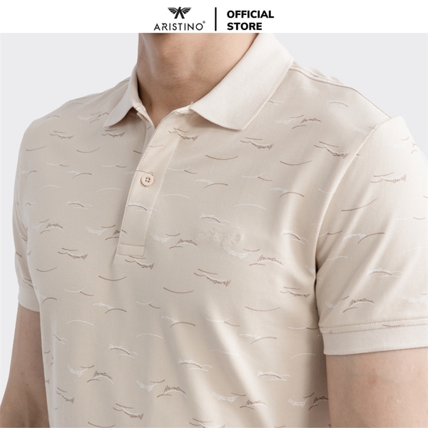 Áo Thun Polo Nam Cổ Bẻ Aristino APS100S3 Màu Be 142 in, Xanh rêu 54 in