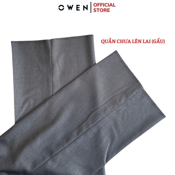 Quần Tây Nam Owen QRT242471R Màu xám nhạt trơn dáng suông regular fit cạp tăng đơ vải TR Spandex