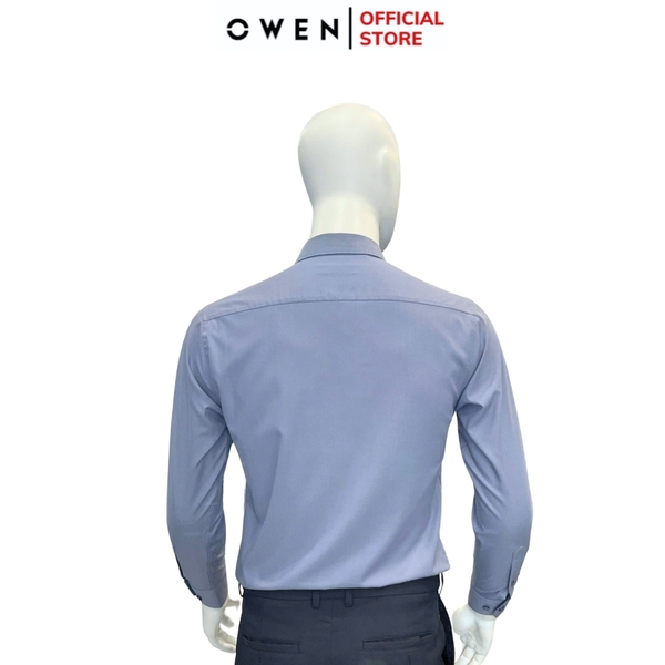 Áo Sơ Mi Nam Tay Dài Owen AR240719DT Màu xanh xám Dáng Reguler fit Chất liệu Spandex