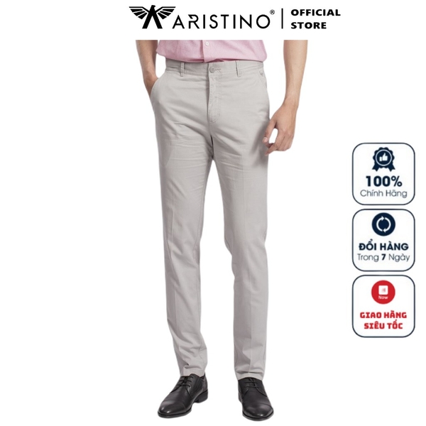 Quần Kaki Nam Arisitino AKKR03 Màu Xám 118 Dáng Slim Fit Chất Liệu Cotton