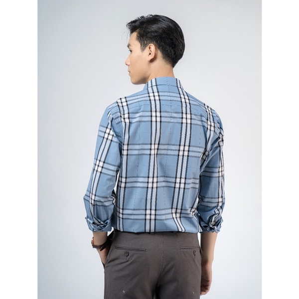 Áo Sơ Mi Nam Tay Dài Owen AR220053DT Màu Kẻ Caro Lớn Xanh Xám Đen Trắng Dáng Regular Fit Tà Lượn Có Túi Chất Vải Sợi Tre