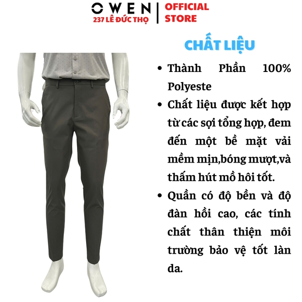 Quần tây Nam Owen QG257111 màu rêu nhạt dáng S-form thể thao chất liệu polyester