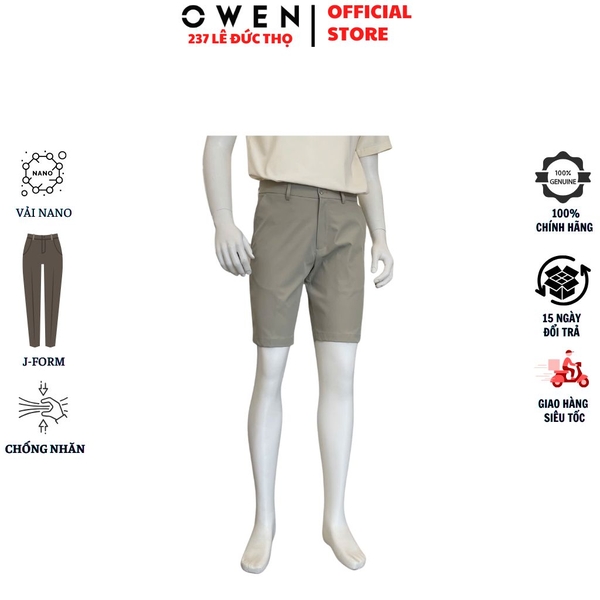 Quần Short Nam Owen SV263019 màu rêu dáng J-Form chất liệu polyester