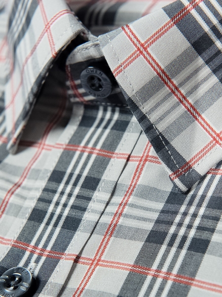 Áo Sơ Mi Nam Tay Dài Owen AR220151DT Màu Kẻ Caro Ghi Đen Đỏ Dáng Regular Fit Tà Lượn Có Túi Chất liệu Vải Sợi Tre