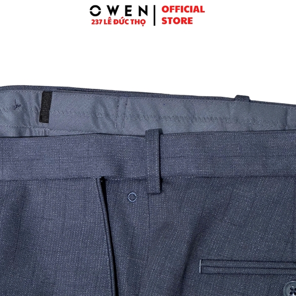 Quần tây Nam Owen QV256131 màu xanh đậm dáng ôm slim fit cạp tăng đơ Chất liệu Polyester Rayon