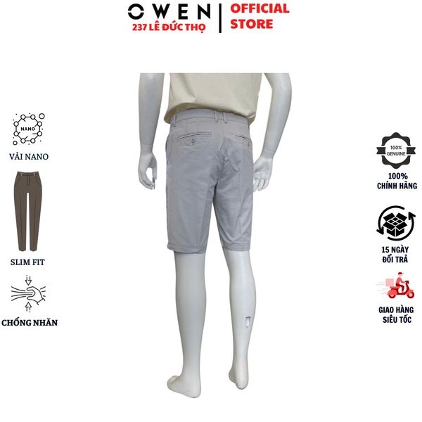 Quần Short Nam Owen SK261012 sóc kaki màu xám nhạt dáng ôm slim fit chất liệu cotton spandex