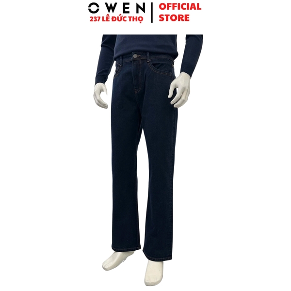 Quần Jean Nam Owen Quần Bò Nam QJT258003 màu xanh đậm dáng straight fit chất liệu demin cotton