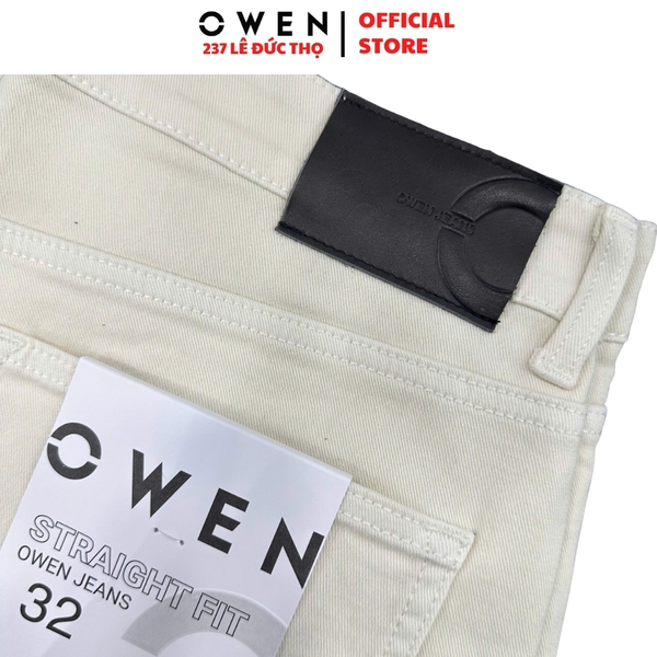 Quần Jean Nam Owen Quần Bò Nam QJT258000 màu be nhạt dáng straight fit chất liệu demin cotton