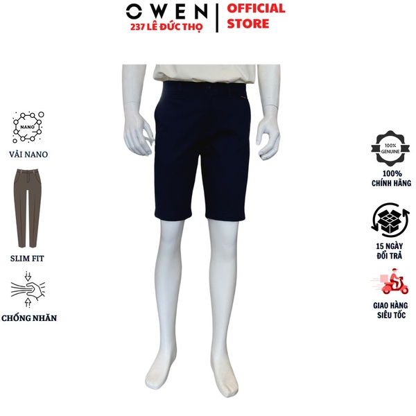 Quần Short Nam Owen SK261016 sóc kaki màu xanh tím than dáng ôm slim fit chất liệu cotton spandex