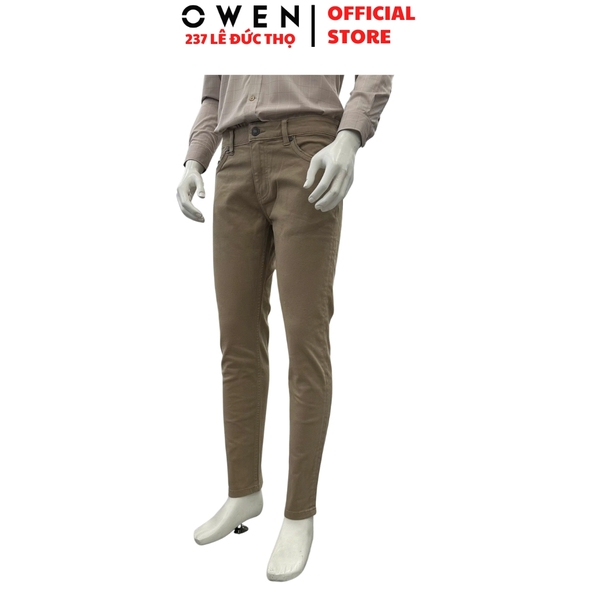 Quần Jean Nam Owen Quần Bò Nam QJS258030 màu nâu dáng slim fit chất liệu demin cotton