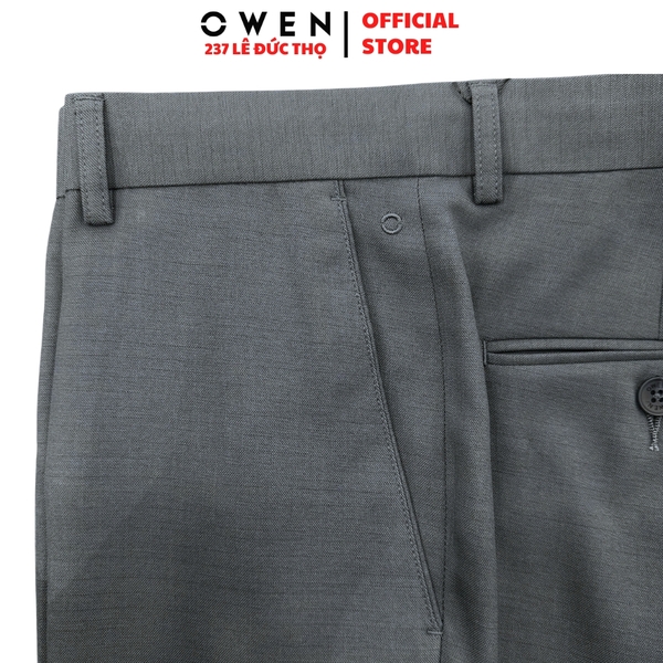 Quần tây Nam Owen QS257079 màu xám đậm dáng ôm Slimfit chất liệu polyester Nano