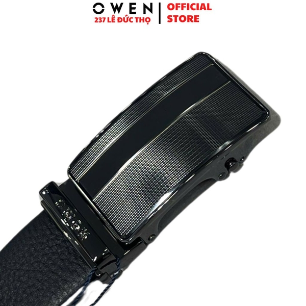 Thắt Lưng Nam Owen BELT233281 dây da màu đen Mặt Khóa Trượt Tự Động màu đen Chất Liệu Da Bò Thật