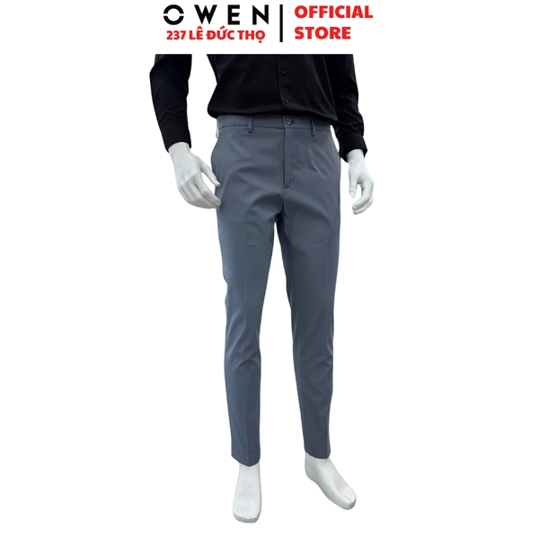 Quần tây Nam Owen QG257113 màu xanh dáng suông thể thao S-Form chất liệu polyester