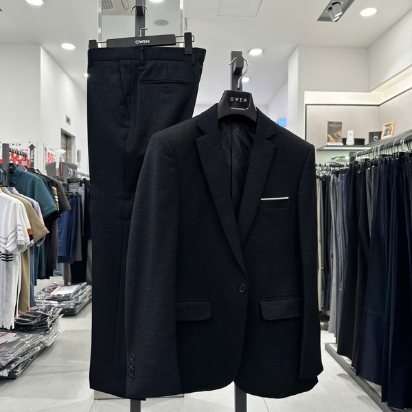 Bộ Veston VIỆT TUẤN COMPLET-530 màu đen kẻ trắng chìm