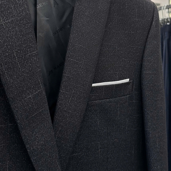 Bộ Veston VIỆT TUẤN COMPLET-530 màu đen kẻ trắng chìm
