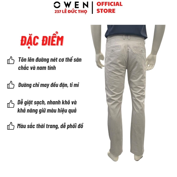 Quần kaki nam Owen QKR261000 màu xám nhạt dáng suông regular fit chất liệu cotton spandex
