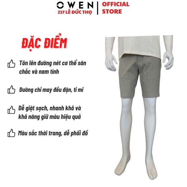 Quần Short Nam Owen SV263019 màu rêu dáng J-Form chất liệu polyester