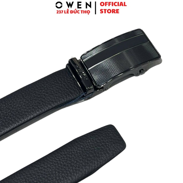 Thắt Lưng Nam Owen BELT233281 dây da màu đen Mặt Khóa Trượt Tự Động màu đen Chất Liệu Da Bò Thật