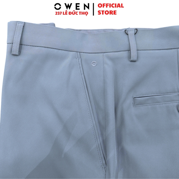 Quần tây Nam Owen QG257113 màu xanh dáng suông thể thao S-Form chất liệu polyester