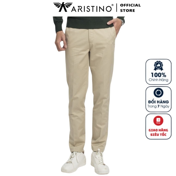Quần Kaki Nam Arisitino AKKR04 Màu Be 103 Dáng Slim Fit Chất Liệu Cotton