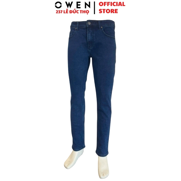 Quần Jean Nam Owen Quần Bò Nam QJS241438 màu xanh đậm dáng ôm slim fit chất liệu Denim cotton