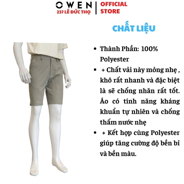 Quần Short Nam Owen SV263019 màu rêu dáng J-Form chất liệu polyester