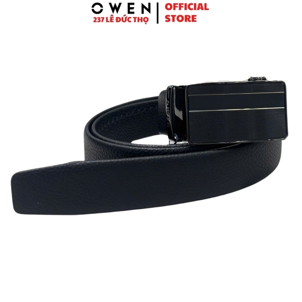 Thắt Lưng Nam Owen BELT233281 dây da màu đen Mặt Khóa Trượt Tự Động màu đen Chất Liệu Da Bò Thật