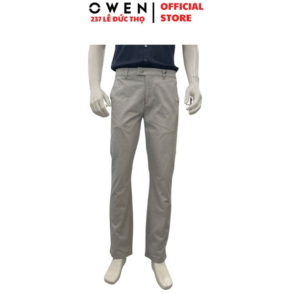 Quần kaki nam Owen QKR261000 màu xám nhạt dáng suông regular fit chất liệu cotton spandex
