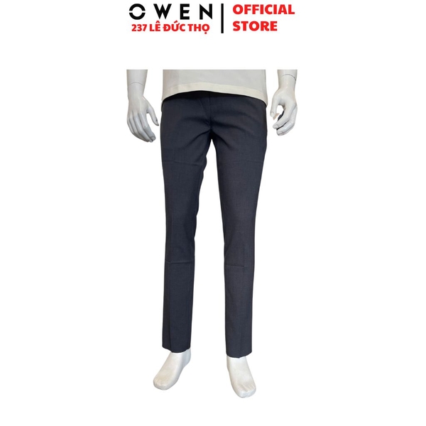 Quần Tây Nam Owen QRT263053 màu xám đậm dáng suông regular fit cạp tăng đơ chất liệu nano