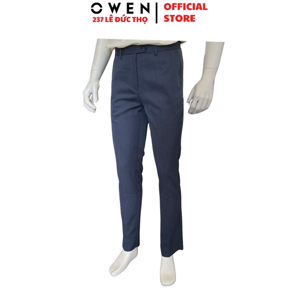 Quần Tây Nam Owen QST263056 màu xanh đậm dáng ôm slim fit cạp tăng đơ chất liệu Nano